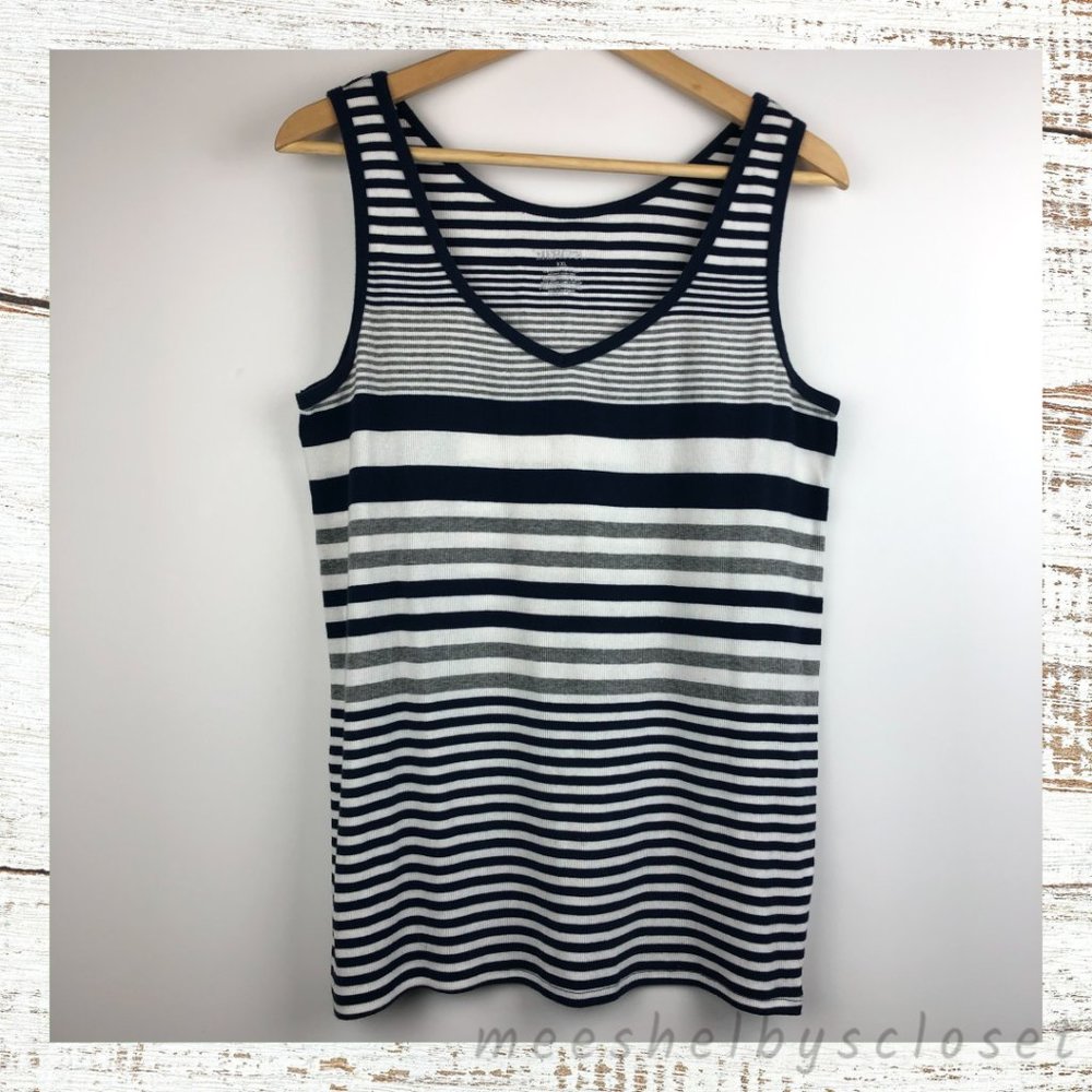 Merona Plus Size 2X Navy & White Striped Tank Top